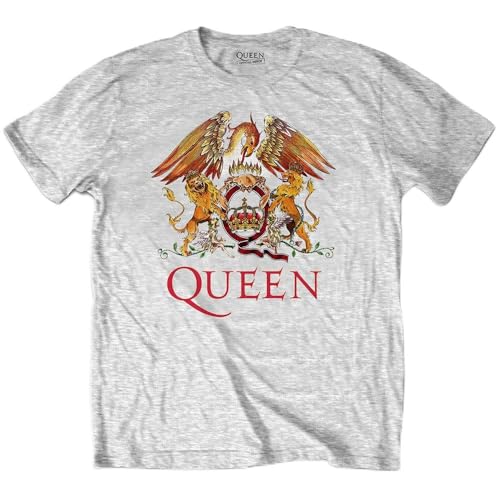 Queen Classic Crest Official Childrens Tee T-Shirt Boys Kids 9-10 Years Grey