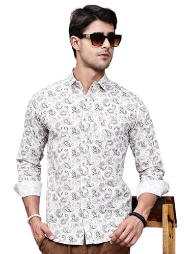 Image of Majestic Man Pure Cotton Slim Fit Printed Casual Shirt for Men