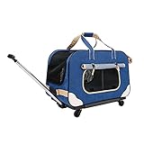 GJEASE Pet Dog Carrier with Wheels,Pet Dog Carrier Rolling Travel with Durable Mesh Panels,Collapsible and Breathable Shoulder Bag Travel Carrier for Small & Medium Dogs/Cats up to 39 Pounds