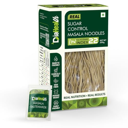 Image of Diahealth Diabetic Care Masala Noodles, 100 Gms, 1 Pack, Low Glycemix Index (22) & High Protein /Serv, Taste Just Like Regular Noodles, Low Carb, Pre-Biotic High Fibre, For Diabetics And Weight Loss