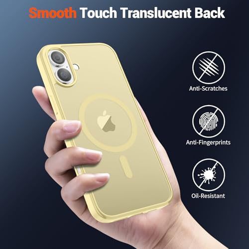 Image of SUPFINE Magnetic for iPhone 16 Plus Case (Compatible with MagSafe) (Military Grade Drop Protection) Slim Translucent Matte Shockproof with Anti-Fingerprint Phone Case,Buttercream Yellow