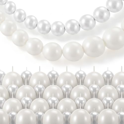Soulchen 160 Pcs Pearl Linking Balloons Set, 6 inch 12 inch Quick Link Balloons for DIY Balloon Chains, Garland, Wall Decorations, Birthday Party Graduation (Pearl White，white)
