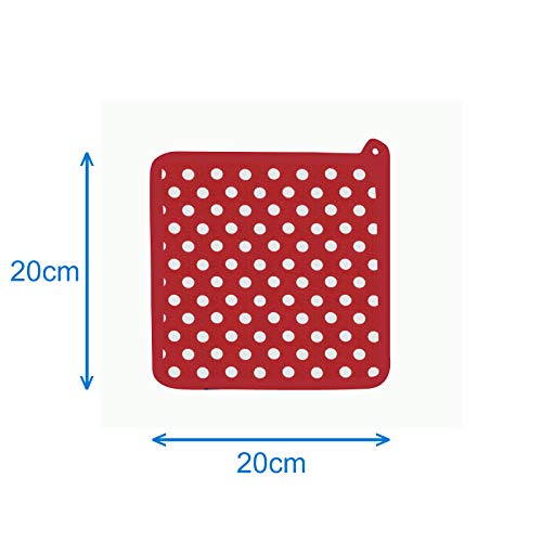 Image of Airwill Cotton Designer Pattern Heat Resistant Kitchen Linens (1 Oven Mitt & 1 Pot Holder) (Red,White)