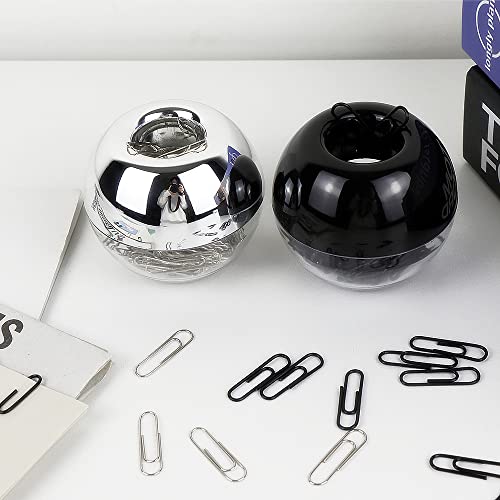 100Pcs 28Mm Silver Paper Clips Medium Size Paperclips In Shiny Silver Round Paper Clips Holder With Built-In Magnetic Ring For Desk Organizer Accessories (Silver) #TOP5
