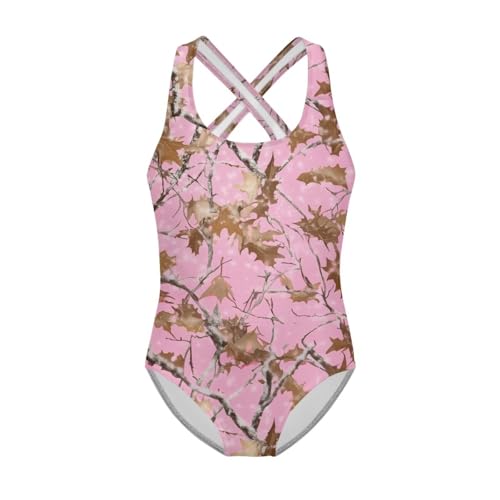Image of WELLFLYHOM Girls Swimsuit 5-14 Cross Back Swimwear Full Coverage One Piece Bathing Suit Sleeveless Beachwear