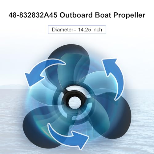 Image of 48-832832A45 Outboard Boat Propeller 14 1 /4 x 21 Pitch | Replacement For Mercury Engines 135-300HP, 15 Spline Tooth, RH 14.25 X 21P