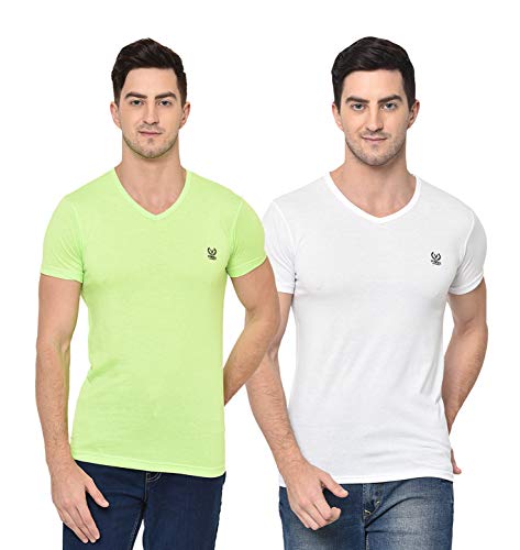 Image of Mack Jonney - Regular Fit Cotton Blended T-Shirts for Men (Pack of 2)-V 0002-P