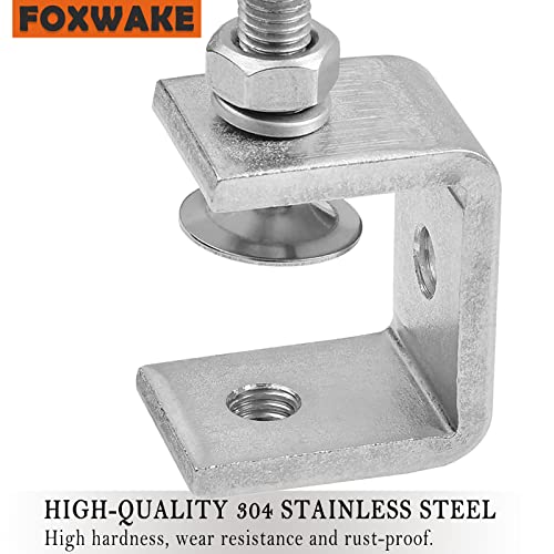 Stainless Steel C Clamps Small 1 Inch for Mounting, Heavy Duty Metal U Clamps for Metal Working, Mini Desk Clamp with Stable Wide Jaw Opening & Protective Pads/I-Beam Design (6pcs)