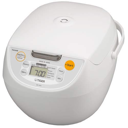Tiger Plastic JBV-S18W Micro Computer Controlled Rice Cooker with Tacook Cooking Plate, Beige, 1.8 L