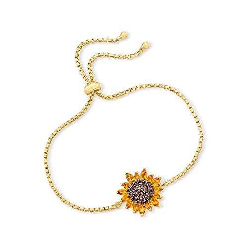 Ross-Simons 1.90 ct. t.w. Citrine and .90 ct. t.w. Smoky Quartz Sunflower Bolo Bracelet in 18kt Gold Over Sterling3