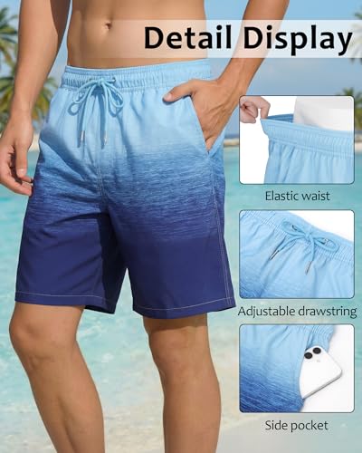 Image of Justay Mens Swim Trunks with Compression Liner 2 in 1 Quick Dry Board Shorts 7 Inch Bathing Suit Swimming Trunks for Men