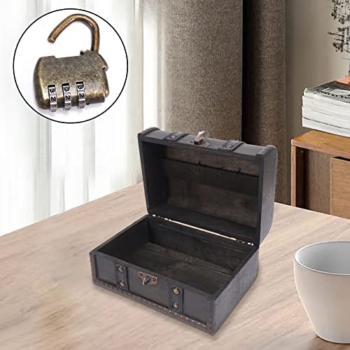Pesfehhy Retro skrzynia skarbów vintage drewniane pudełko do przechowywania w antycznym stylu organizer na biżuterię do szafy pudełko na biżuterię pudełko na drobiazgi hasło