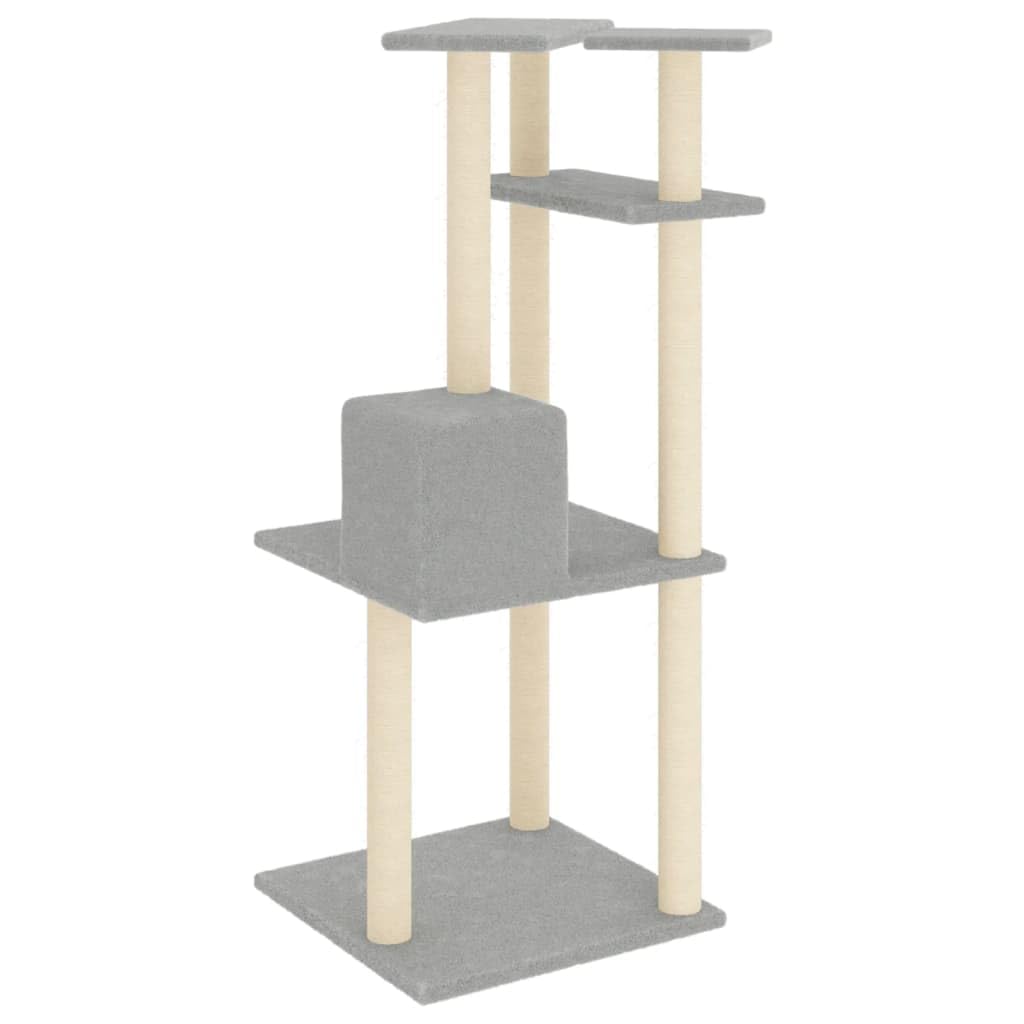 Rascador para Gatos con Postes de sisal Gris Claro 123 cm, ShGaxin Rascador Gato, Arbol Rascador para Gatos, Gatos Accesorios, Torre Gatos, Arranhador para Gatos, Casa para Gatos