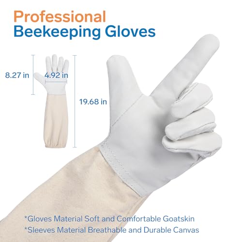 Bee Suit - Beekeeping Jacket for Men & Women - Polycotton Jacket with Beekeeping Gloves (White) - Image 6