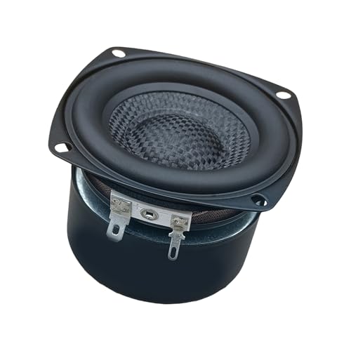 EXQIOUR Altavoces cuadrados de graves de 25 W, 3 pulgadas, a prueba de golpes, cuerpo de goma de metal, sistemas de sonido HiFi, Woofer tejido de fibra de vidrio, subwoofer de cine en casa