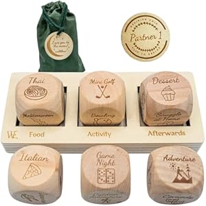 Deluxe Date Night Dice Game – 6 Dice, Decision Coin, Game Board & Carry Bag – Couples Gift for Newlyweds, Anniversary, Wedding, Bachelorette, Bridal Shower, Valentine’s Day – Wife, Husband, Girlfriend