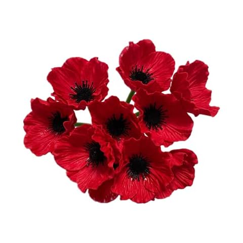 10 Stem 11" Bouquets Artificial Flowers Poppy Flowers,No Fade Multicolor PU Fake Wild Flowers for Kitchen Table Centerpiece Vase,Home Greenery Wedding Holding Flowers Backdrop Arch Wall (Red) Cover