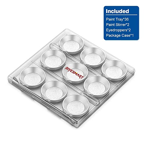 DIYESMART Paletas de bandeja de pintura de 36 peças, 2 agitadores de tinta e 2 conta-gotas, adequado