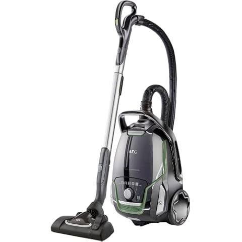 AEG VX9-2-ÖKO Staubsauger mit Beutel / 70% Recyclingmaterial / inkl. Zusatzdüsen / 12 m / 850 Watt / nur 65 dB(A) / 5 l Staubbeutelvolumen / waschbarer Filter / schwarz/grün / Exklusiv bei Amazon Cover