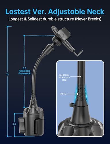 Image of [Upgraded] Car Cup Holder Phone Mount Adjustable Gooseneck Automobile Cup-Holder-Phone-Car-Mount for iPhone 11 Pro /XR /XS Max /X /8 /7 Plus /6s /Samsung S10+ /Note 9 /S8 Plus /S7 Edge(Black)