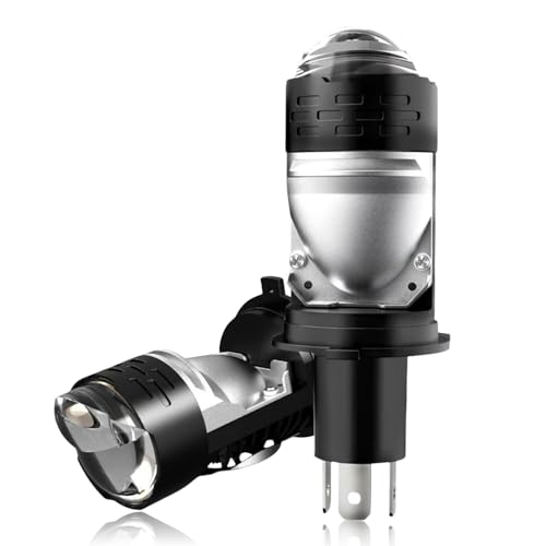 Image of Spaiko H4 LED Headlight Bulb 90W 15000LM with Mini Projector Lens | 6000K Super Bright White Dual Beam Hi /Lo | Waterproof Plug & Play for Car, Bike & Scooty (MO1B)