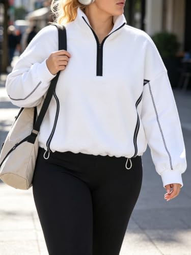 Charming Ashley Womens Plus Size Quarter Zip Pullover Fleece Sherpa Jacket — view 4