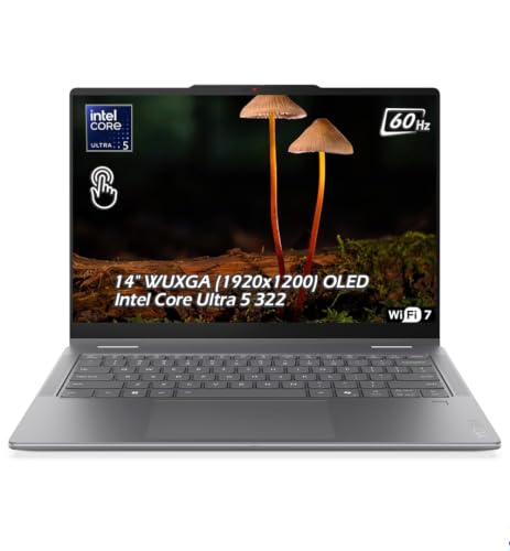 Image of Lenovo Yoga 7i 2-in-1 Laptop, Intel Core Ultra 5 322, 14 inch WUXGA (1920x1200) OLED 600nits 60Hz Touch Display, 16GB LPDDR5x 2TB SSD, Wi-Fi 7, FP Reader, Win11, Luna Grey, w /USB Hub, W /GaLiMu