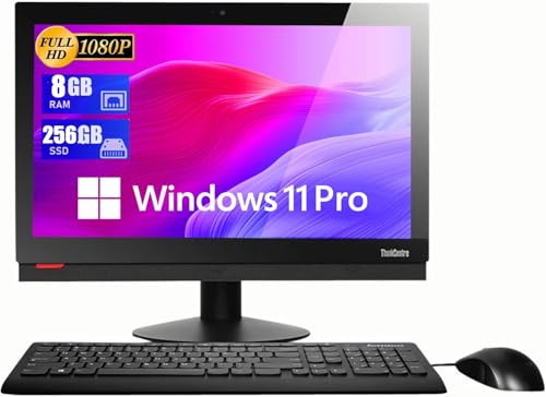 Lenovo ThinkCentre M810Z All in One Desktop Computer PC, con monitor da 21.5, Intel Celeron G3930, 8 GB RAM, SSD da 256 GB, tastiera US WiFi, Bluetooth, Windows 11 Pro (ricondizionato)