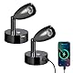 acegoo 12V Leselampe Wohnmobil LED Dimmbar Bett Lampe mit USB-Schnellladegerät, Flexible Spot DC 24V 3200K Wandmontage, für Boot Wohnwagen Camper Van Yacht Innenbeleuchtung(Glanz Schwarz, 2 Stück)