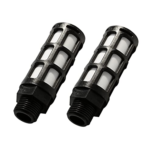 Image of Quickun Plastic Exhaust Air Silencer, 1" Air Line Pneumatic Muffler Black Air Compressor Fitting (Pack of 2)