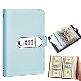 100 Envelope Savings Challenge Book with Password Lock, Money Saving Binder, Savings Challenge, Money Saving Book with Cash Envelopes, Fun to Reach Your Savings Goals (Blue)