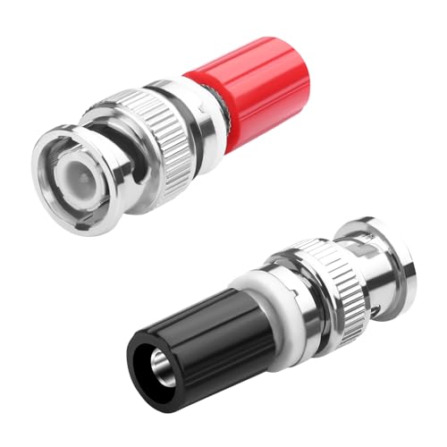 QIANRENON BNC su presa a banana da 4 mm, blocco di collegamento singolo adattatore BNC maschio a presa a banana da 4 mm, connettore oscilloscopio M4, connettore a banana, rosso e nero, morsettiera per