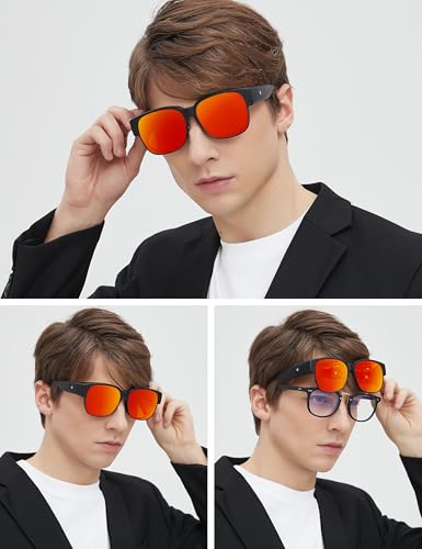 Image of Bircen Polarized Mens Sunglasses: UV Protection Black Blue Shades for Men Sport Driving with Al-Mg Metal Frame