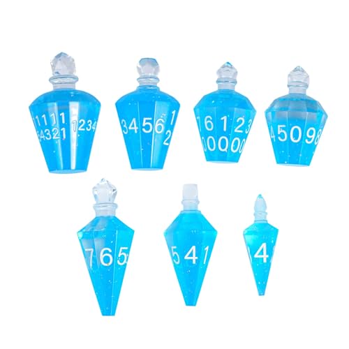 CRITALLIC 7PCS Potion DND Dice Set,Transparent Sharp Edge Die Set (Blue)