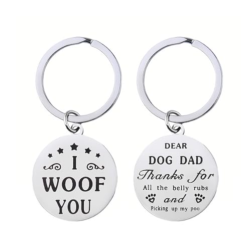 Guqqeuc Hundebesitzer Geschenke für Hund Mama Papa Geburtstag Weihnachten Geschenke für Hundeliebhaber I Woof You Schlüsselanhänger Geschenk für Papa Mama Geschenke vom Hund, Dad, S