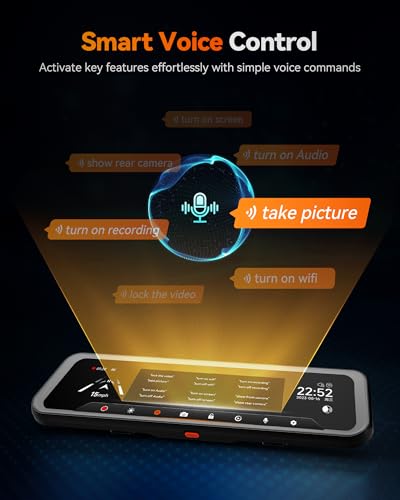 WOLFBOX G900 Tripro Cabin Version 3 Channel 4K Rear View Mirror Camera,8MP STARVIS IMX678 Night Vision,4K+1080P+2.5K Front Inside and Rear Mirror Dash Cam,5.8GHz WiFi,Voice Control,Includes 256GB Card