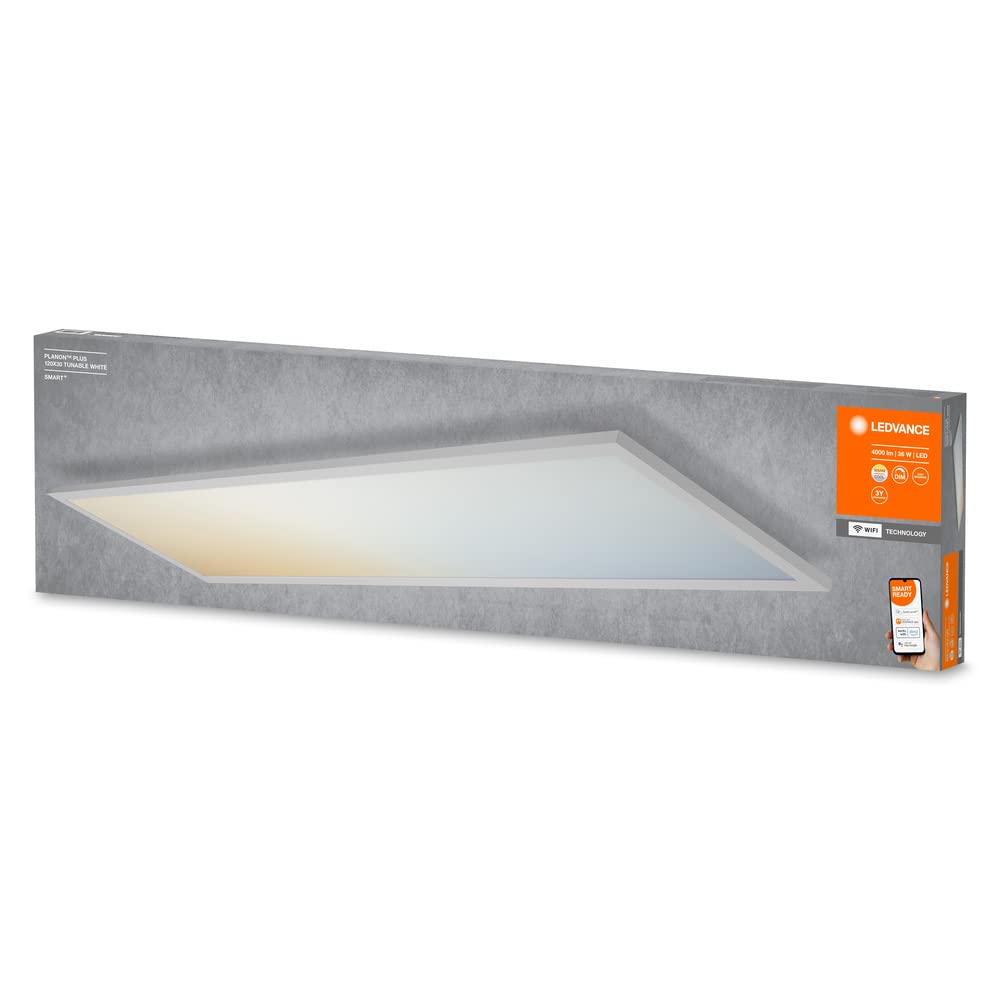 LEDVANCE Panel de luz LED inteligente con tecnología WiFi para interiores, color de luz cambiante (3000-6500K), 1200 mm x 300 mm, compatible con Google y Alexa, SMART+ PLANON PLUS Tunable White