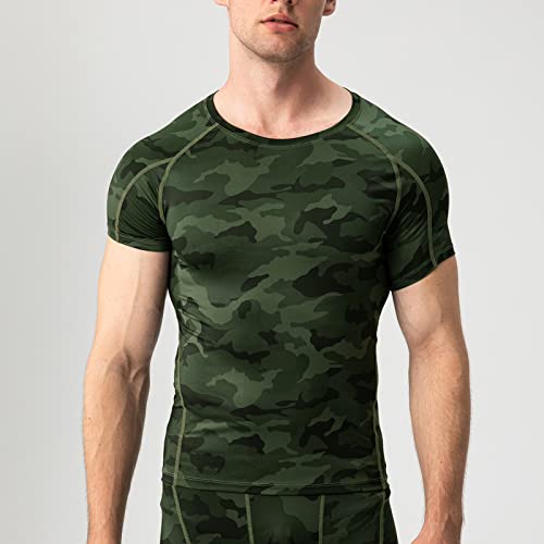 Yishengwan T-Shirt de Compression Homme Manches Courtes Maillot Sport – vue 2