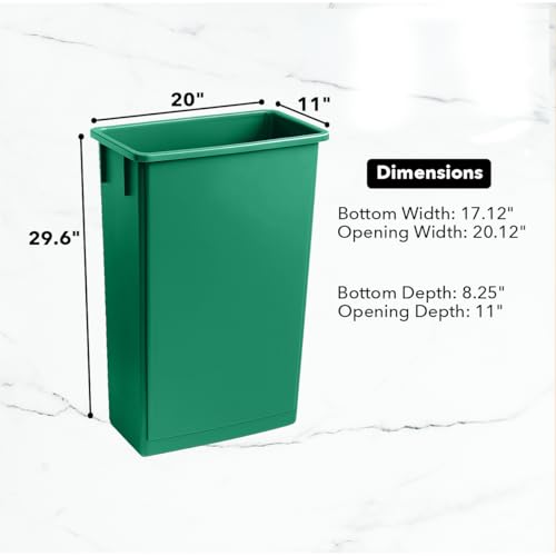 Image of 23 Gallon Slim Rectangular Garbage Can - Dark Green