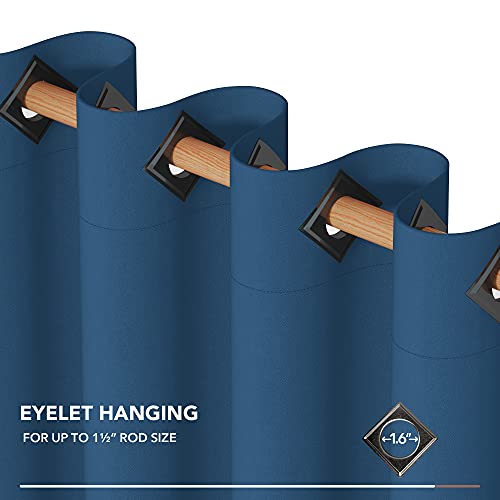 Image of Deconovo Dark Blue Blackout Curtains for Bedroom Grommet Top Thermal Insulated Room Darkening Curtains 52x72 Inch 2 Panels