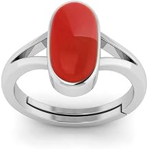 7.50 Carat Certified Natural Red Coral Capsule Ring Metal Pure