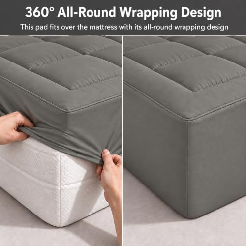 Image of Cloth Fusion Soft Microfiber Mattress Topper, King 75x72 in, Grey