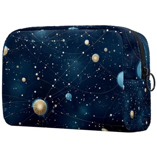 Grande costellazioni notte bagliore trucco borsa cerniera sacchetto viaggio cosmetici organizzatore per le donne Multicolore 5 Art Deco