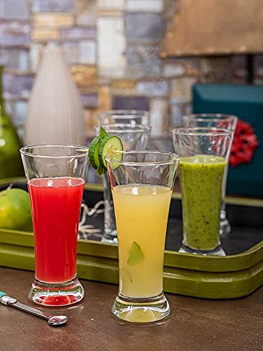 Image of WQR Elegant Diamond Crystal Clear Cut Touch Designing Touch Tumbler High Ball Long Drink Glass, for Drinking Water, Cold-Drinks,Beer, Soda, Fresh Juice,Cocktail [Transparent 300ml] Set of (6)
