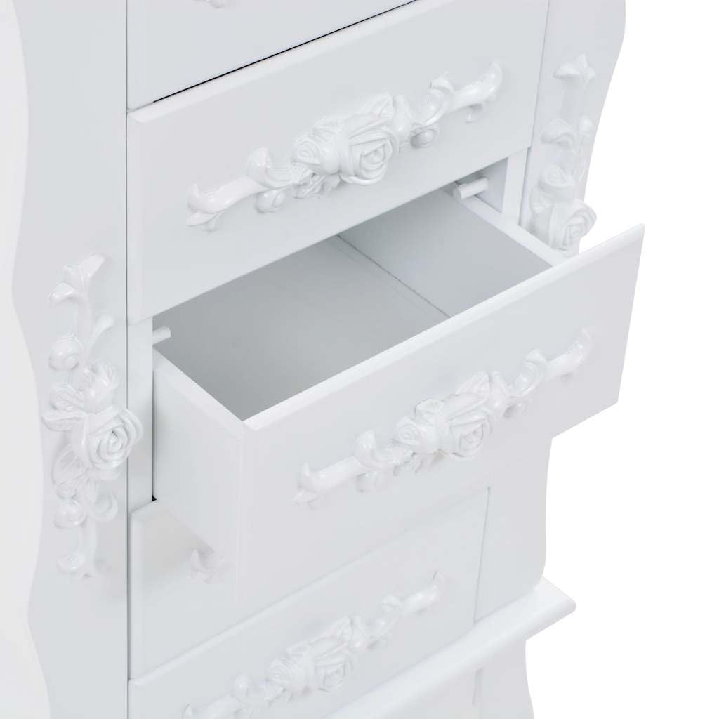 Générique Armadio per gioielli su gambe Bianco MDF | Quattro Piedi In Legno Di Pino, Facile Da Montare, Per Orecchini E Collane