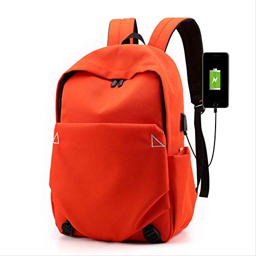 BEST9 Oxford Cloth Backpack Male USB Charging Backpack Waterproof Travel Computer Bag Large Capacity Student Bag 42-30-13cm Orange