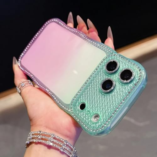 Coque iPhone 13 Pro transparente paillettes dégradées et bordure ondulée antichoc