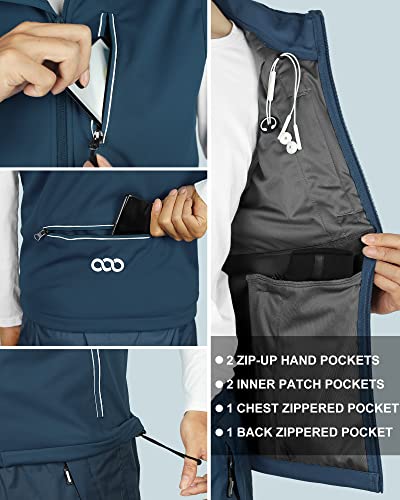 33,000ft Leichte Softshell Weste für Herren, Wasserdichte Winddichte Laufweste, Atmungsaktive Vest Gilet Ärmellose Jacke für Radfahren, Laufen, Wandern, Golf, Arbeit Mitternachtsblau XL