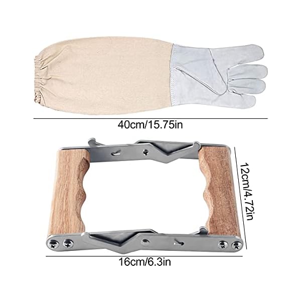 Imkerei Werkzeug DBAILY 2 PCS Wabenzieher Zange mit Holzgriff Imkerhandschuhe Ziegenleder Schutzhandschuhe Wabenzieher… – Bild 3