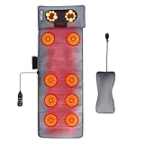RINRI Colchoneta De Masaje, Colchoneta de Masaje Cuerpo Completo con Calefacción, Masajeador para Cuello y Espalda con Almohada Shiatsu Extraíble,10 Motores vibradores, para masaje de cuerpo completo